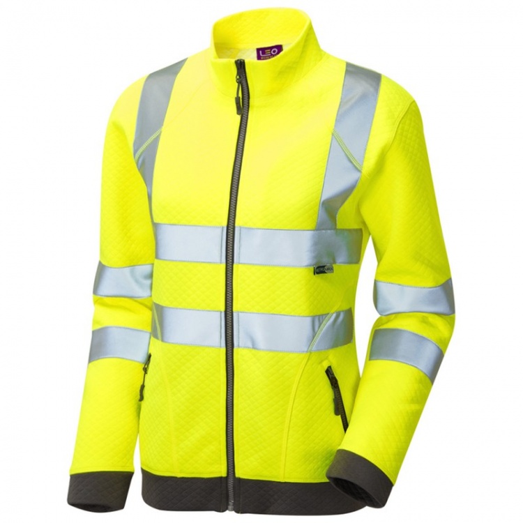 Leo Workwear SSL03-Y Hollicombe ISO 20471 Class 2 Womens EcoViz Sweatshirt Yellow